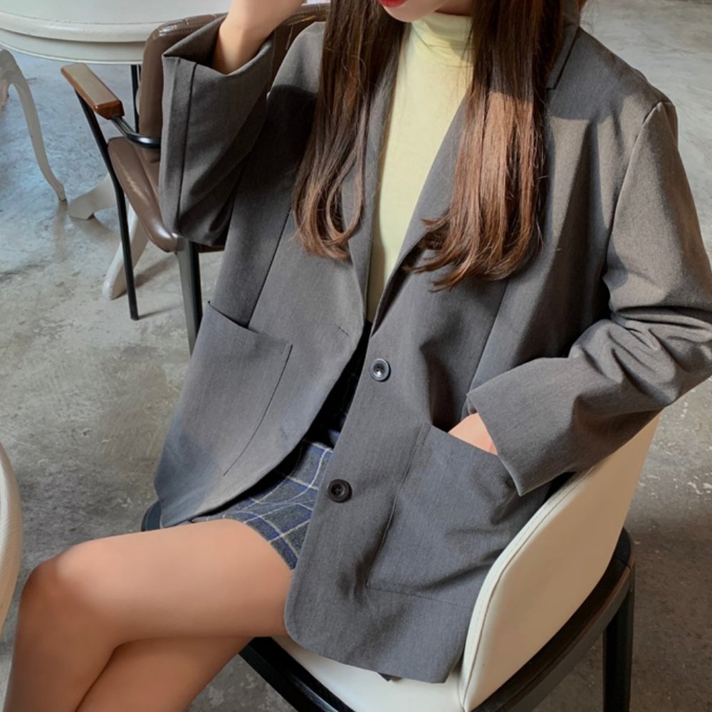 Gray Oversized Suit Blazer